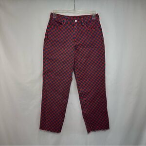 The Kid Red Blue Check Denim Cut Off Pants Womens Size 4 Jeans
